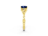 Yellow gold Princess Cut Blue Sapphire Solitaire Engagement Ring with Celtic Knot Band and Four-Prong Setting_2