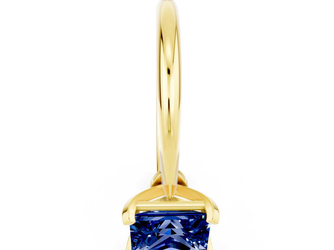 Yellow gold Princess Cut Blue Sapphire Solitaire Engagement Ring with Classic Band and Four-Prong Setting_12