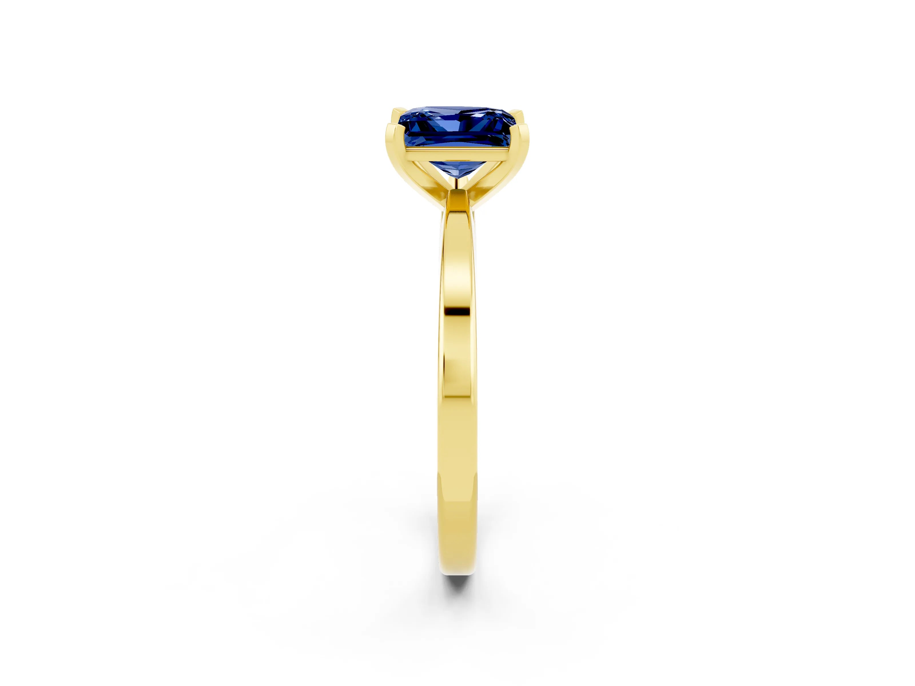 Yellow gold Princess Cut Blue Sapphire Solitaire Engagement Ring with Classic Band and Four-Prong Setting_26