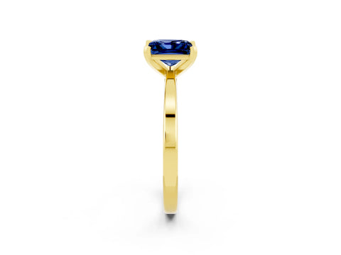 Yellow gold Princess Cut Blue Sapphire Solitaire Engagement Ring with Classic Band and Four-Prong Setting_26
