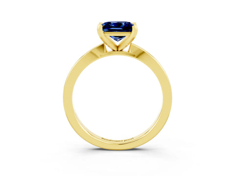 Yellow gold Princess Cut Blue Sapphire Solitaire Engagement Ring with Classic Band and Four-Prong Setting_27