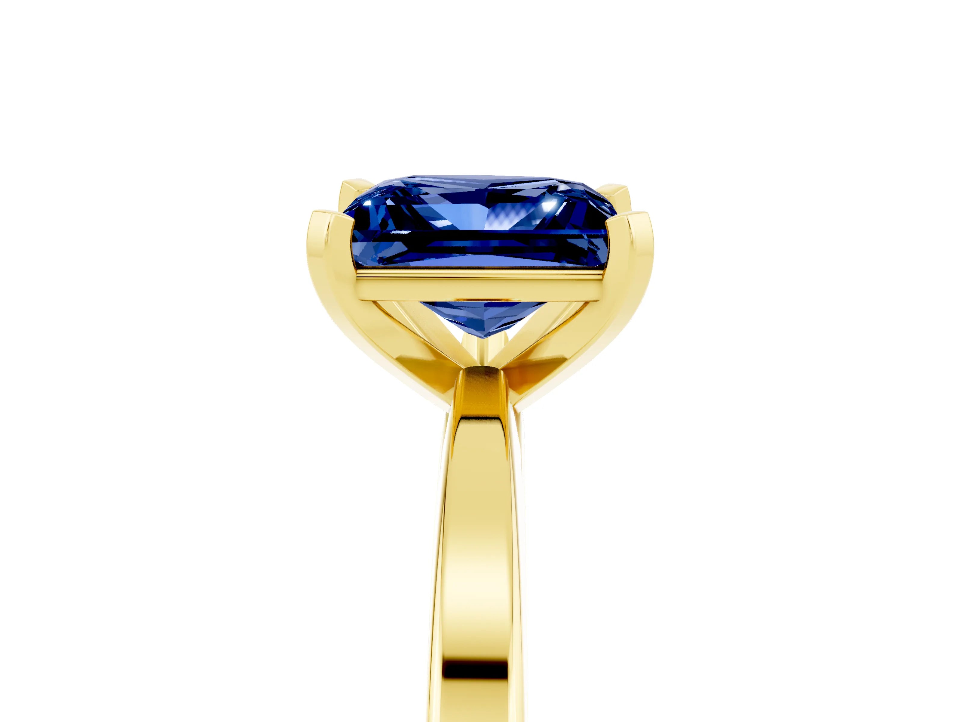 Yellow gold Princess Cut Blue Sapphire Solitaire Engagement Ring with Classic Band and Four-Prong Setting_29