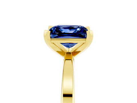 Yellow gold Princess Cut Blue Sapphire Solitaire Engagement Ring with Classic Band and Four-Prong Setting_29