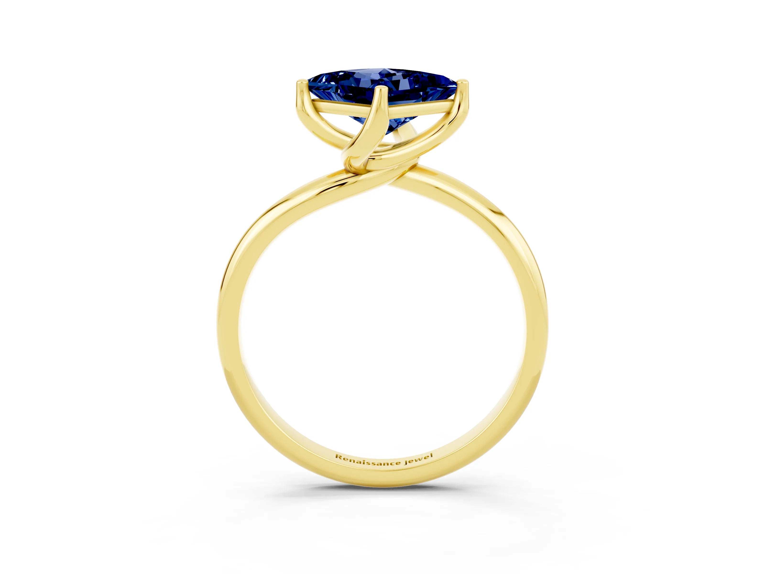 Yellow gold Princess Cut Blue Sapphire Solitaire Engagement Ring with Four-Prong Setting and Classic Band_15