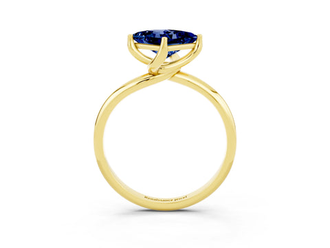 Yellow gold Princess Cut Blue Sapphire Solitaire Engagement Ring with Four-Prong Setting and Classic Band_15