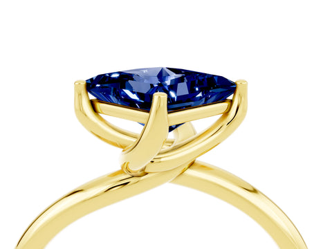 Yellow gold Princess Cut Blue Sapphire Solitaire Engagement Ring with Four-Prong Setting and Classic Band_16