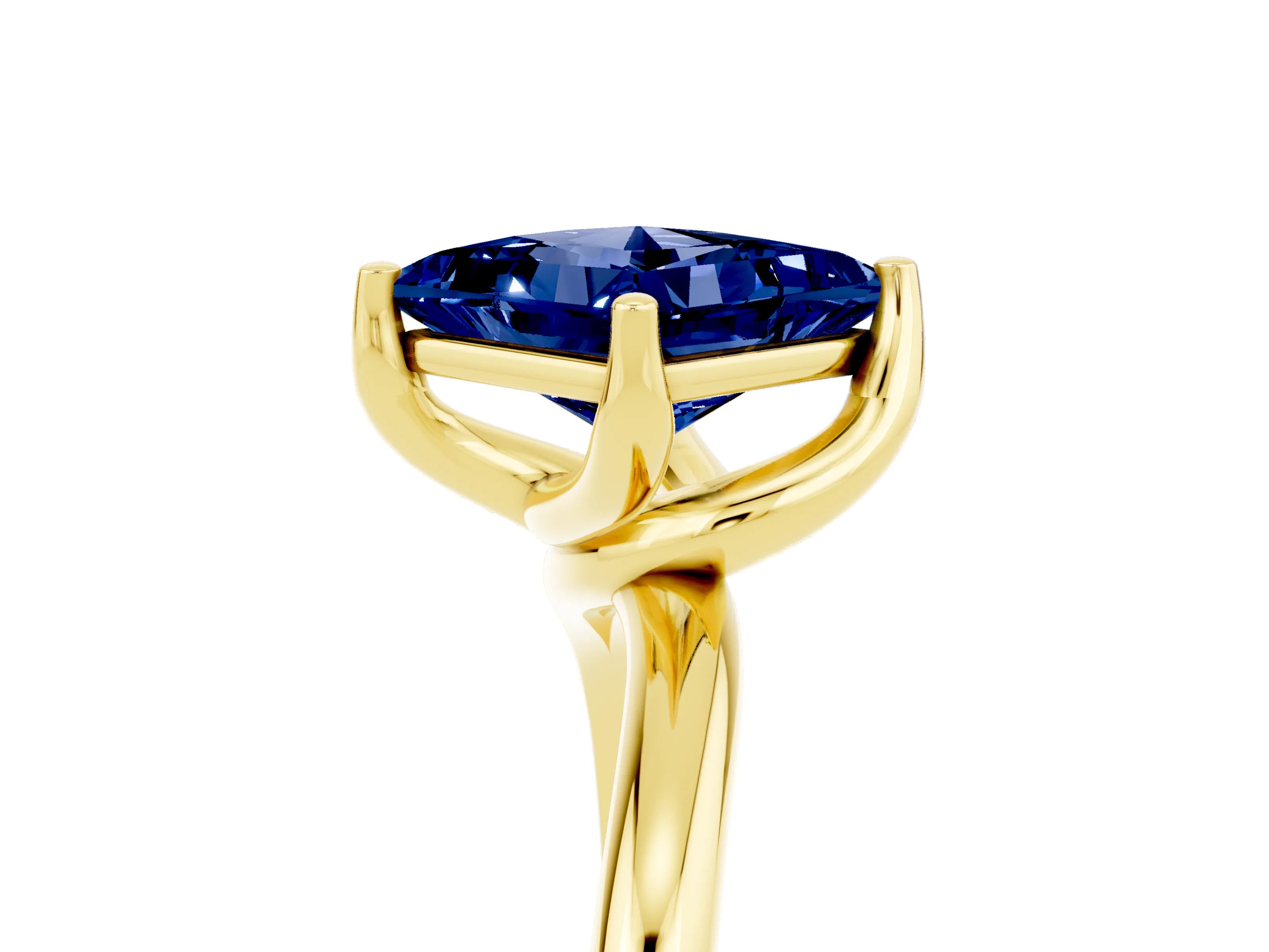 Yellow gold Princess Cut Blue Sapphire Solitaire Engagement Ring with Four-Prong Setting and Classic Band_17
