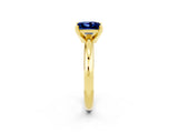 Yellow gold Princess Cut Blue Sapphire Solitaire Engagement Ring with Round Band and Four-Prong Setting_2