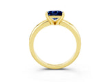 Yellow gold Princess Cut Blue Sapphire Solitaire Engagement Ring with Round Band and Four-Prong Setting_3