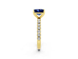 Yellow gold Princess Cut Blue Sapphire Solitaire Pavé Band with Four-Prong Setting_2
