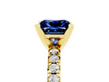 Yellow gold Princess Cut Blue Sapphire Solitaire Pavé Engagement Ring with Round Band and Prong Setting_72