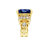 Yellow gold Princess Cut Blue Sapphire Solitaire Ring with Filigree Band and Four-Prong Setting_29