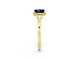Yellow gold Princess Cut Blue Sapphire Solitaire Ring with Flower Prong Setting and Classic Band_14