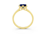 Yellow gold Princess Cut Blue Sapphire Solitaire Ring with Flower Prong Setting and Classic Band_15