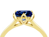 Yellow gold Princess Cut Blue Sapphire Solitaire Ring with Flower Prong Setting and Classic Band_16