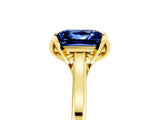 Yellow gold Princess Cut Blue Sapphire Solitaire Ring with Flower Prong Setting and Classic Band_17