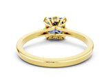 Yellow gold Princess Cut Blue Sapphire Solitaire Ring with Flower Prong Setting and Classic Band_36