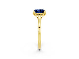 Yellow gold Princess Cut Blue Sapphire Solitaire Ring with Flower Prong Setting and Classic Band_38
