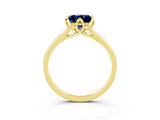 Yellow gold Princess Cut Blue Sapphire Solitaire Ring with Flower Prong Setting and Classic Band_39