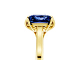 Yellow gold Princess Cut Blue Sapphire Solitaire Ring with Flower Prong Setting and Classic Band_41