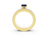 Yellow gold Princess Cut Blue Sapphire Solitaire Ring with Pavé and Channel Set Band_15