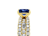 Yellow gold Princess Cut Blue Sapphire Solitaire Ring with Pavé and Channel Set Band_17
