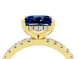Yellow gold Princess Cut Blue Sapphire Solitaire Ring with Round  Pavé Band and Four-Prong Setting_40