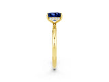 Yellow gold Princess Cut Blue Sapphire Solitaire Ring with Thin Band and Four-Prong Setting_2