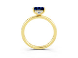 Yellow gold Princess Cut Blue Sapphire Solitaire Ring with Thin Band and Four-Prong Setting_3