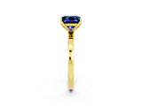 Yellow gold Princess Cut Blue Sapphire Solitaire Ring with Thin Band and Prong Setting_14