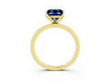 Yellow gold Princess Cut Blue Sapphire Solitaire Ring with Thin Band and Prong Setting_15