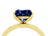 Yellow gold Princess Cut Blue Sapphire Solitaire Ring with Thin Band and Prong Setting_16