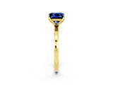 Yellow gold Princess Cut Blue Sapphire Solitaire Ring with Thin Band and Prong Setting_26