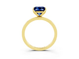 Yellow gold Princess Cut Blue Sapphire Solitaire Ring with Thin Band and Prong Setting_27