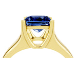 Yellow gold Princess Cut Blue Sapphire Solitaire Ring with Wide Band and Prong Setting_4