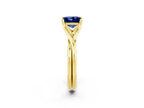 Yellow gold Princess Cut Blue Sapphire Solitaire Twist Band Prong Setting Ring_61