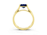 Yellow gold Princess Cut Blue Sapphire Solitaire Twist Band Prong Setting Ring_62