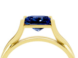 Yellow gold Princess Cut Blue Sapphire Solitaire Twist Band Prong Setting Ring_63
