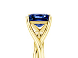 Yellow gold Princess Cut Blue Sapphire Solitaire Twist Band Prong Setting Ring_64