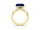 Yellow gold Princess Cut Blue Sapphire Solitaire Twisted Band with Round  Accents and Prong Setting_15