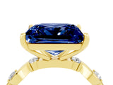 Yellow gold Princess Cut Blue Sapphire Solitaire Twisted Band with Round  Accents and Prong Setting_16