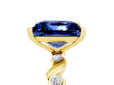 Yellow gold Princess Cut Blue Sapphire Solitaire Twisted Band with Round  Accents and Prong Setting_17