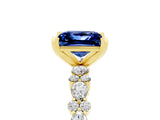 Yellow gold Princess Cut Blue Sapphire Solitaire with Side Stones, Pave Band, Four-Prong Setting_41