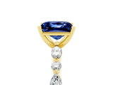 Yellow gold Princess Cut Blue Sapphire Solitaire with Side Stones on a Pavé Band and Four-Prong Setting_5