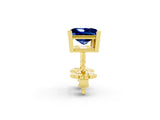 Yellow gold Princess Cut Blue Sapphire Stud Earrings_20