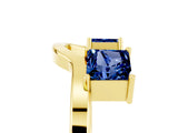 Yellow gold Princess Cut Blue Sapphire Two-Stone Open Band Ring with Four-Prong Setting_11