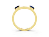 Yellow gold Princess Cut Blue Sapphire Two-Stone Open Band Ring with Four-Prong Setting_9