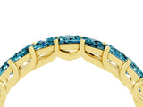 Yellow gold Princess Cut Blue Topaz Channel-Set Eternity Band with Prong Setting_10