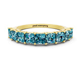 Yellow gold Princess Cut Blue Topaz Channel-Set Eternity Band with Prong Setting_6