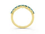 Yellow gold Princess Cut Blue Topaz Channel-Set Eternity Band with Prong Setting_9